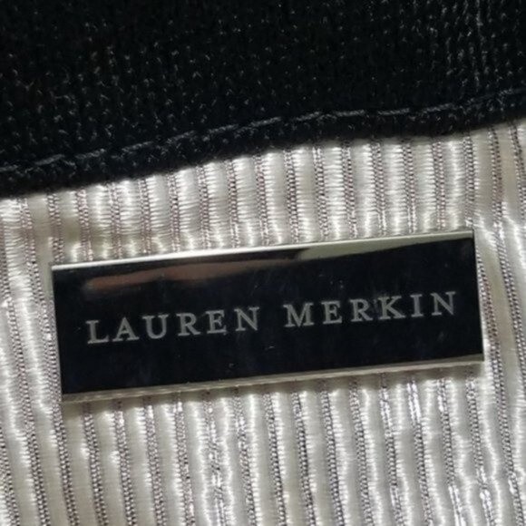 Lauren Merkin baguette clutch black metallic shimmer woven fabric Louise - Picture 3 of 9